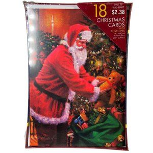 Vintage Walmart 18 Holiday Cards with Envelopes Santa Tree Gifts Sealed Box USA